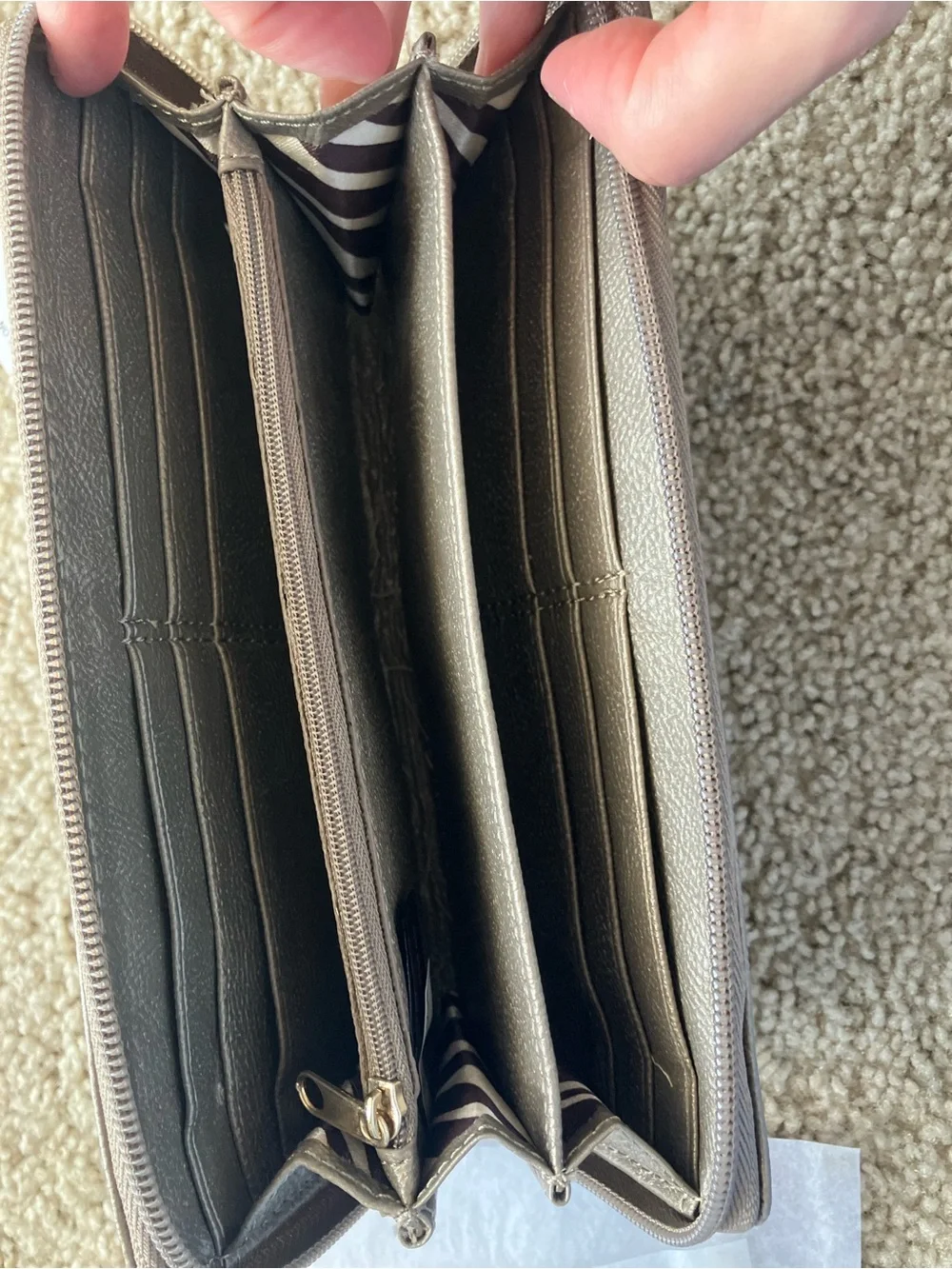 Dana Buchman Metallic Gray Zip-Around Studded Wallet